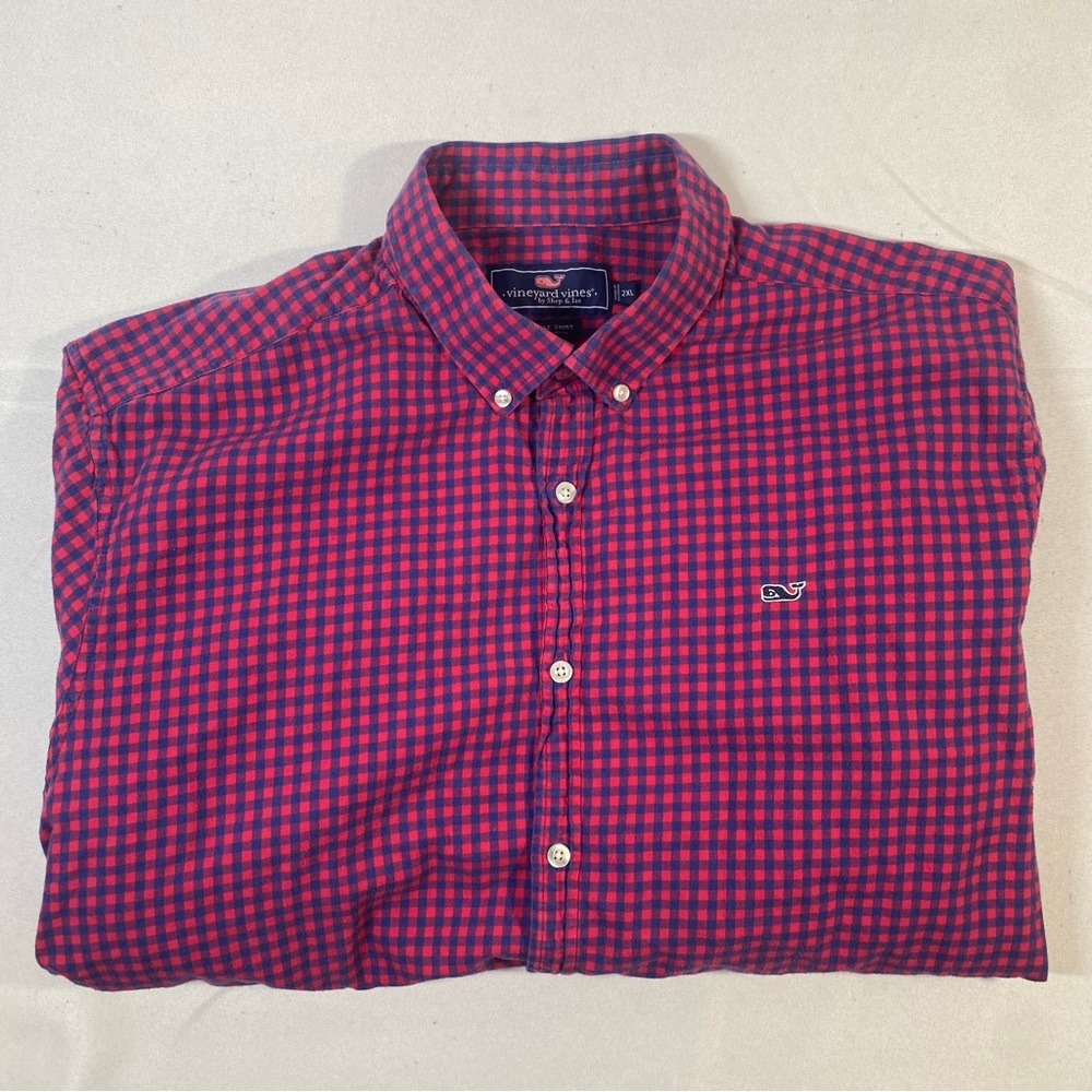 Men’s Vineyard Vines Long Sleeve Whale 100% Cotton Red  Shirt - Size 2XL
